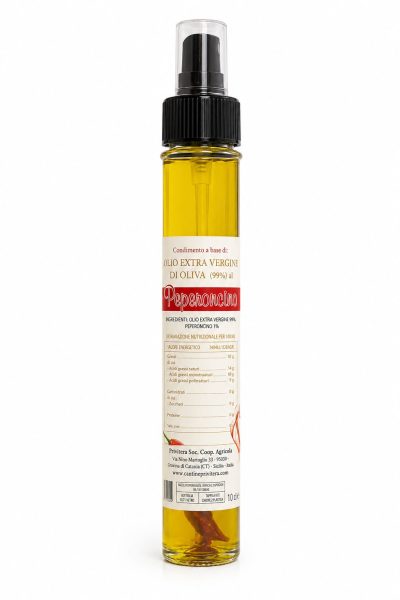 CONDIMENTO A BASE DI OLIO EXTRA VERGINE DI OLIVA AL PEPERONCINO - BOTTIGLIA VETRO CON EROGATORE SPRAY CL.10
